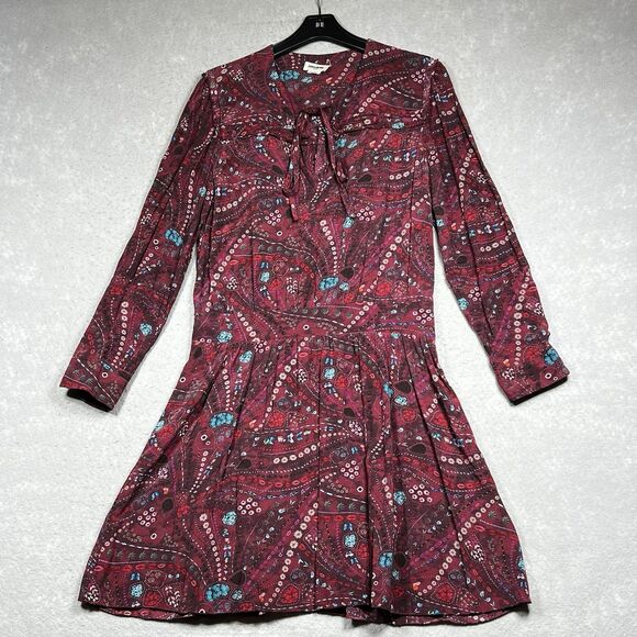 Zadig & Voltaire Dress Womens L Purple Remus Psyche Designer Long Sleeve A-Line - Picture 1 of 13